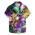 Aloohaidyvio Mens Mardi Gras Shirts Mens Funky Hawaiian Shirts Holiday Big and Tall Theme Shirt