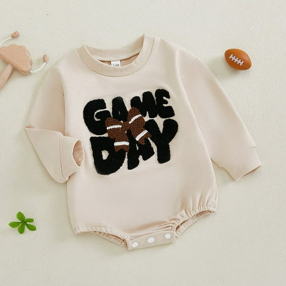 Aloohaidyvio Newborn Baby Girl Football Clothes Bubble Romper Sweatshirt Romper Fall Cute One Piece Outfit