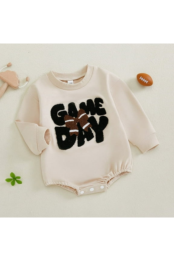 Newborn Baby Girl Football Clothes Bubble Romper Sweatshirt Romper Fall Cute One Piece Outfit