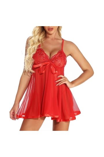 Sexy lingerie intimo BABYDOLL NERO ROSSO Perizoma TAGLIE COMODE FORTI XL XXL