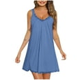 thumbnail image 1 of Aloohaidyvio Nightgowns for Women Sleeveless Sleep Shirt Tank Night Gown V Neck Chemise Pleated Night Shirt Soft Sleep Dress, 1 of 4