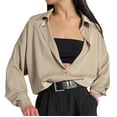 thumbnail image 1 of Aloohaidyvio No Boundaries Button Down Shirts for Women Slim fit Long Sleeve Stretch Dress Shirts Work Shirt Wrinkle Free Office Blouses, 1 of 5