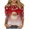 thumbnail image 1 of Aloohaidyvio Christmas Crew Neck Shirt for Women Funny Xmas 3/4 Sleeve Graphic Tee Holiday Family Party Winter Tops, 1 of 6