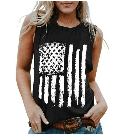 Aloohaidyvio Independence Day Tank Tops for Women No Boundaries Fashion Casual Loose Round Neck Sleeveless Tank Tops