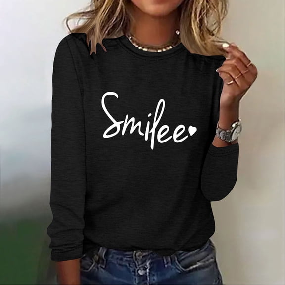 Aloohaidyvio Long Sleeve Tops,Fashion Women Casual Long Sleeve Printing Round Neck Loose T-Shirt Blouse Tops