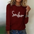 thumbnail image 1 of Aloohaidyvio Long Sleeve Tops,Fashion Women Casual Long Sleeve Printing Round Neck Loose T-Shirt Blouse Tops, 1 of 4
