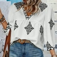 thumbnail image 1 of Aloohaidyvio Long Sleeve Tops,Women's Fashion Printed Fashion Printed 3/4 Sleeve V-neck Top, 1 of 3