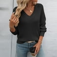 thumbnail image 1 of Aloohaidyvio Sweaters for Women Women's Casual Solid Color Hollow V-neck Long Sleeve Raglan Sweater Top, 1 of 6