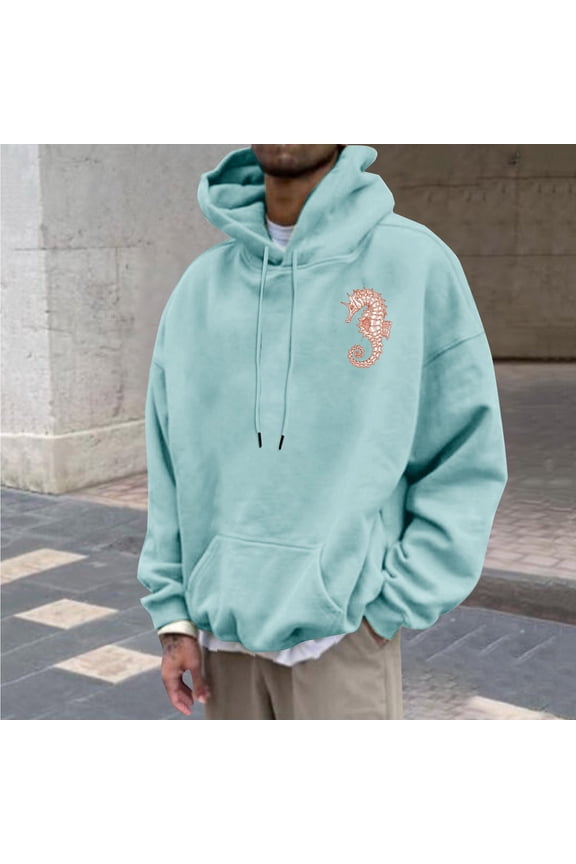 Men's Hoodies Sweatshirts Geometric Texture Hooded Collar Drawstring Long Sleeve Casual Pullover Shirt