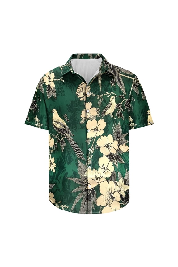 Men's 2025 Hawaiian Vacation Shirts Short Sleeve Button Down Tropical Summer Beach Shirts