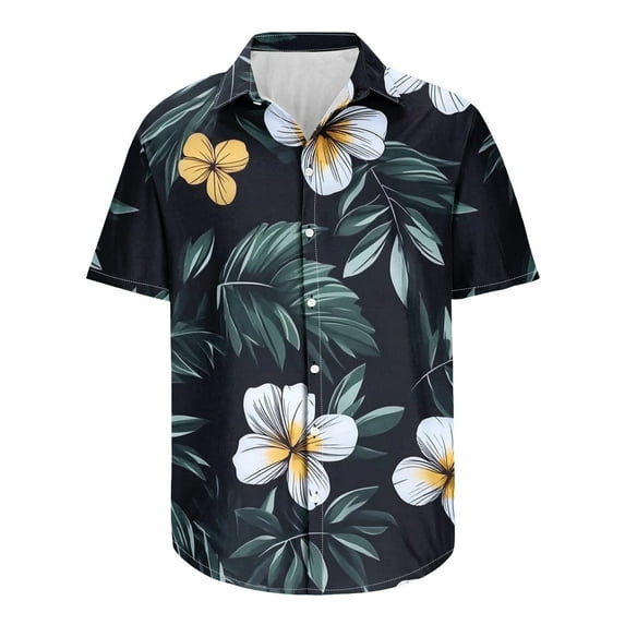 Aloohaidyvio Men's Hawaiian Button Down Shirts Vacation Short Sleeve Beach Shirts Holiday Tropical Party Shirts