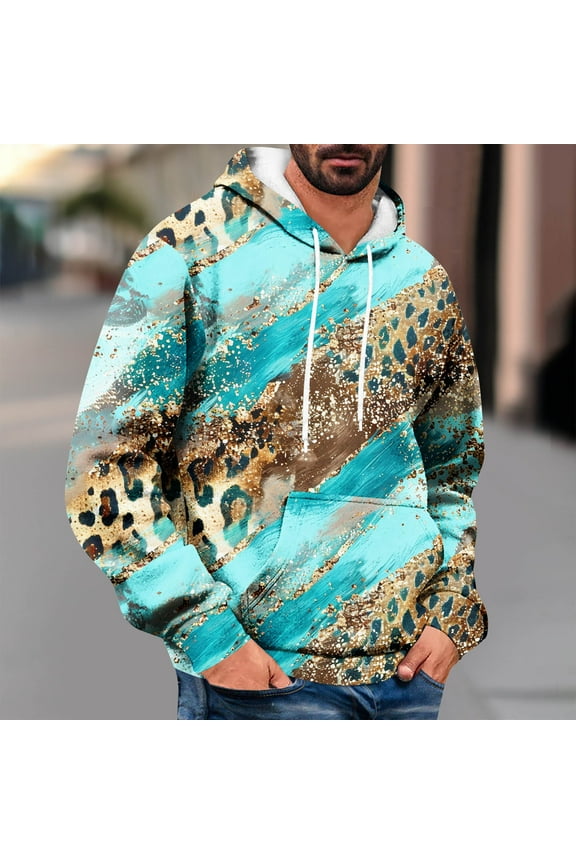 Men's Hoodie Long Sleeve Casual Pullover Camouflage Hooded Sweatshirt Fashion Drawstring Hoodies with Pocket