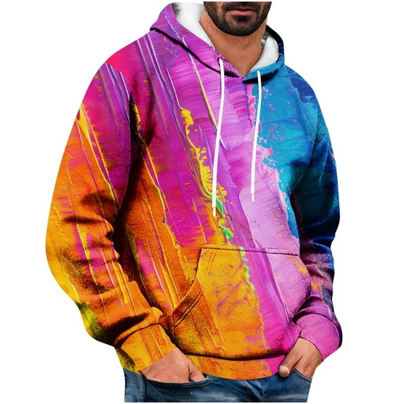 Aloohaidyvio Men's Tie Dye Hooded Sweatshirts Long Sleeve Casual Waffle Pullover Hoodies with Kanga Pocket