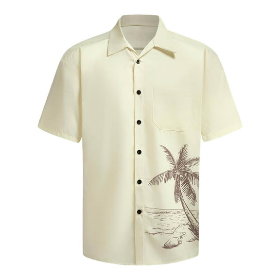 Aloohaidyvio Men's Vintage Hawaiian Shirt 2025 Short Sleeves Coconut Printed Button Down Summer Beach Casual Shirts