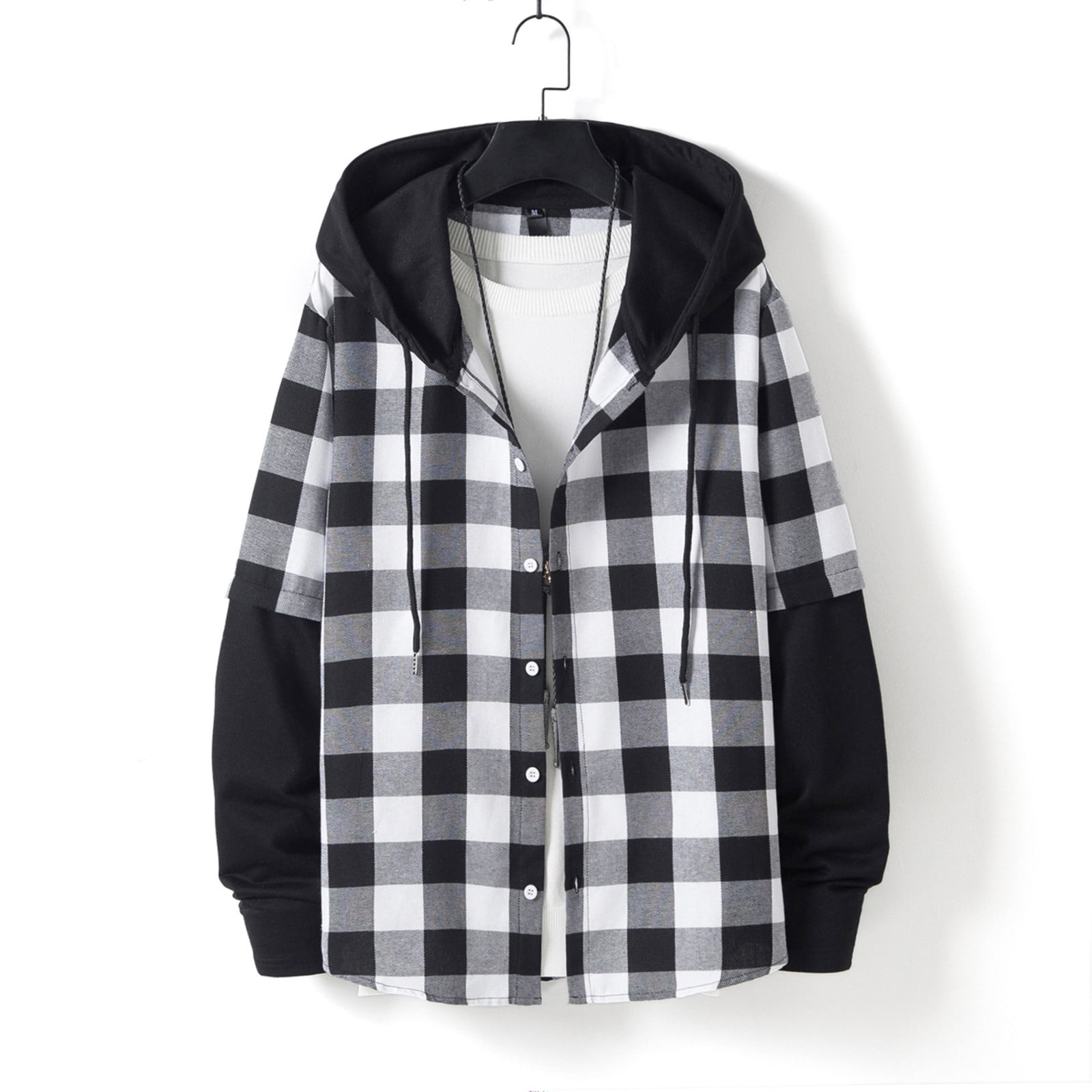 Fake White Drawstring Aloohaidyvio Hoodie for Men Mens Shirt Stitched Hip Hop Drawstring Top ...