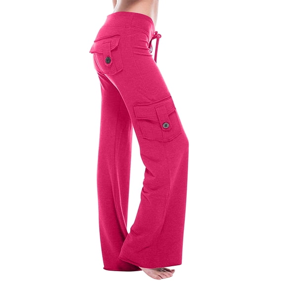 Aloohaidyvio Pants for Women,Women Workout Out Leggings Stretch Waist Button Pocket Yoga Gym Loose Pants
