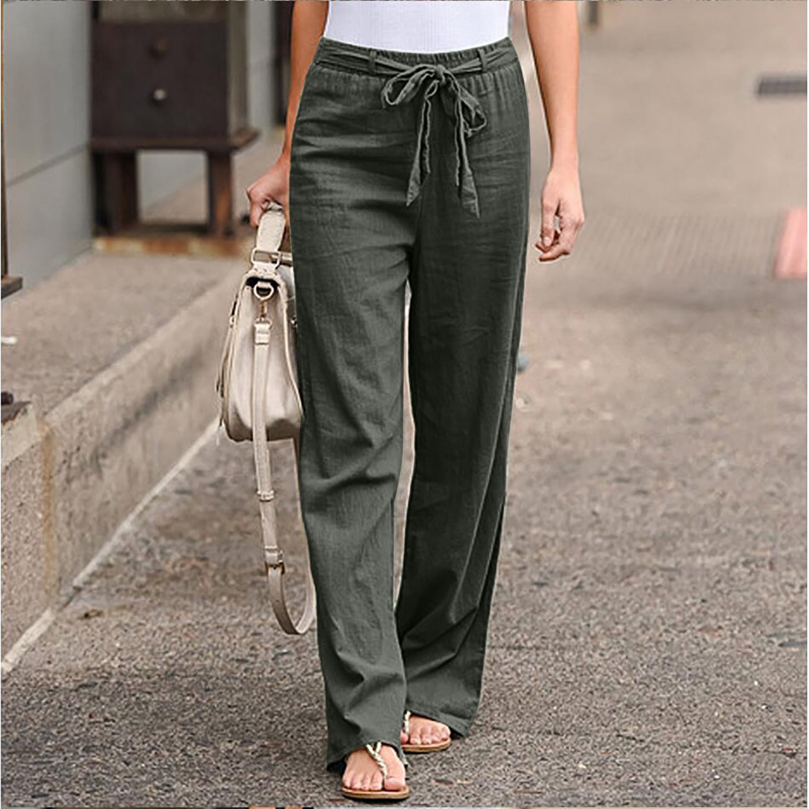 Aloohaidyvio Pants for Women Womens Casual Solid Color Bandage
