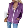 thumbnail image 1 of Aloohaidyvio Jackets for Women Fashion Ladies Casual Hooded Slim Zipper Fleece Sweater Coat, 1 of 5