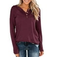 thumbnail image 1 of Aloohaidyvio No Boundaries Plus Size Tops,Women Loose Color Knit Buttons Casual Long Sleeve Sweatshirts Tops, 1 of 6