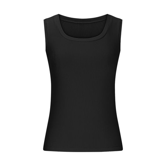 Aloohaidyvio Ribbed Tank Tops for Womens Sleeveless Crew Neck Fitted Basic Knit Cami Tee Shirts(Black 2XL)