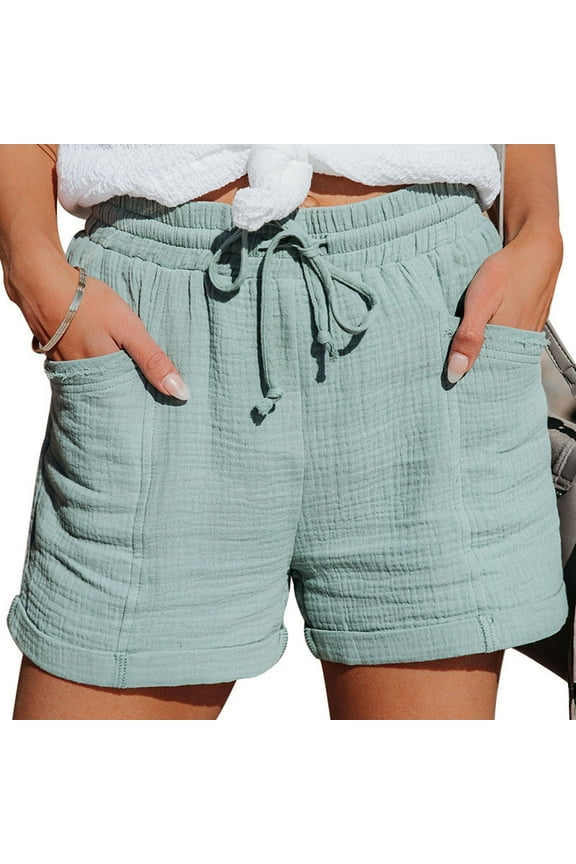 Shorts for Women Women Summer Drawstring Elastic Waist Casual Solid Shorts Short Pants