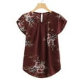 thumbnail image 1 of Aloohaidyvio No Boundaries Tops for Women,Womens Shirts Flower Pleated Slim Print Short Sleeve Tops, 1 of 4