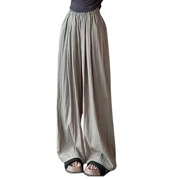 Aloohaidyvio Wide Leg Pants for Women Elastic Business Causal Pants Women Summer for Beach Travel Trousers