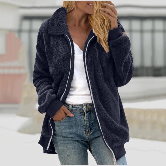 Aloohaidyvio Jackets Winter Coats for Women Fuzzy Fleece Jacket Hooded Color Block Patchwork Cardigan Coats Outerwear with Pockets