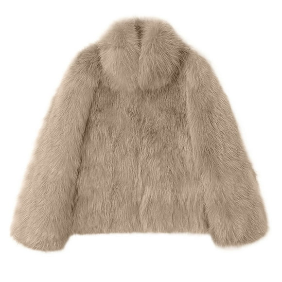 No Boundaries Women Fluffy Faux Fur Coat Cropped Jacket Puffer Jacket Zip Up Winter Warm Fuzzy Teddy Jacket