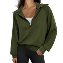 Aloohaidyvio Women's Casual Half Zip Sweatshirts Long Sleeve Solid Color Pullover Jackets Fall Outfits Winter Y2K Clothes