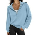 thumbnail image 1 of Aloohaidyvio Women's Casual Half Zip Sweatshirts Long Sleeve Solid Color Pullover Jackets Fall Outfits Winter Y2K Clothes, 1 of 5