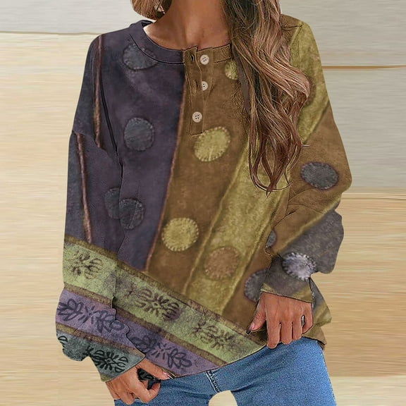 Aloohaidyvio Women's Casual Long Sleeve Lightweight Sweatshirts Button Loose Pullover Tops Fall Outfits Winter Y2K Clothes