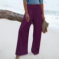 thumbnail image 1 of Aloohaidyvio Women's Casual Loose High Waisted Elastic Waist Solid Trousers Pants, 1 of 5