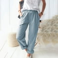 thumbnail image 1 of Aloohaidyvio Women's Casual Solid Color Pockets Elastic Waist Comfortable Straight Pants, 1 of 5