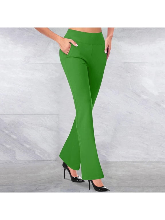 Pants for Women Casual Temperament Pockets Solid Color Micro Pull Slim Flare Trousers
