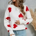 thumbnail image 1 of Aloohaidyvio Women's Fall Pullover Sweaters Cute Hearts Long Sleeve Crewneck Casual Knitted Sweaters, 1 of 6
