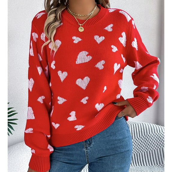 Aloohaidyvio Women's Fall Sweaters Casual Crew Neck Long Sleeve Pullover Ribbed Knit Loose Fit Sweater Tops