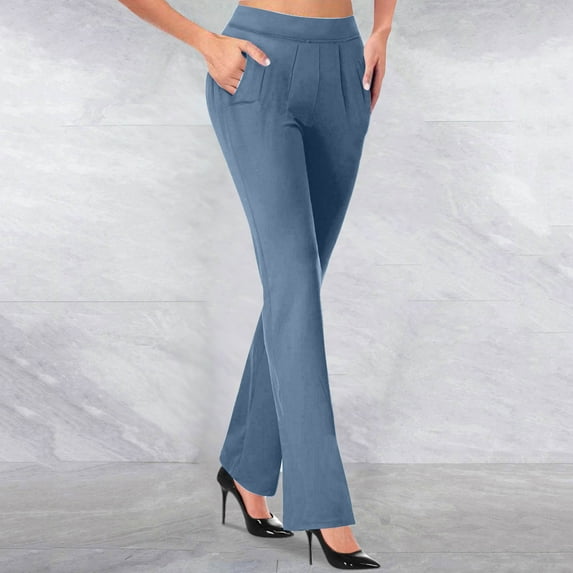 Aloohaidyvio Women's High Waist Bootcut Dress Pants,Tummy Control,4-Way Stretch Pull on Casual Work Pants for Women.