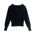 thumbnail image 1 of Aloohaidyvio Women's Long Sleeve Drop Shoulder Drawstring Crop Knit Hoodie Sweatshirt, 1 of 5