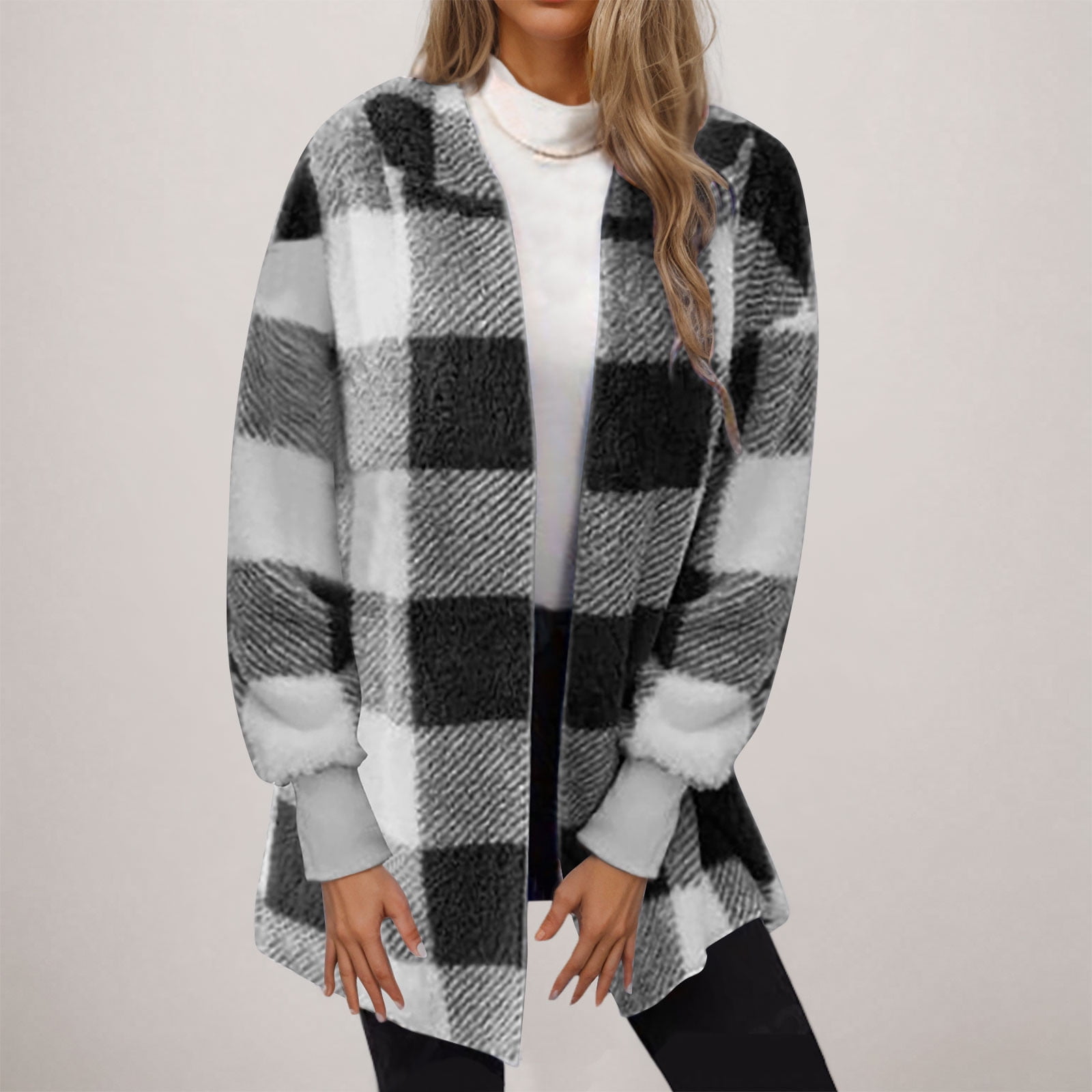 Woman's Plaid Fleece Coat