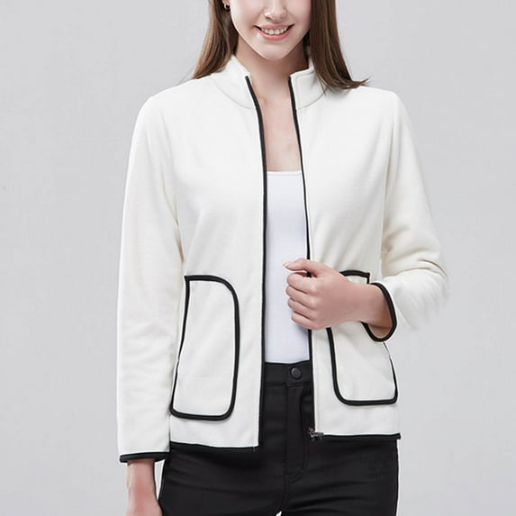 Aloohaidyvio Jackets No Boundaries Women's Reversible Sherpa Fleece Jacket Zip Up Winter Fall Coat Warm Outwear with Pockets