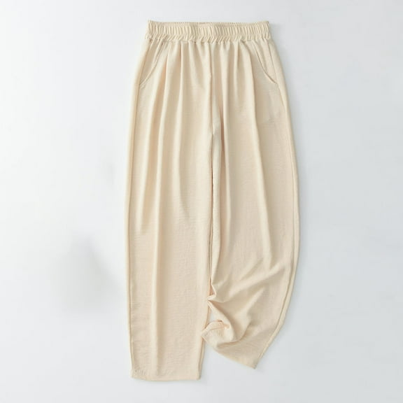 Aloohaidyvio Pants No Boundaries,Women's Sport Relaxed Elastic Waist Solid Color Bound Feet Loose Sweatpants