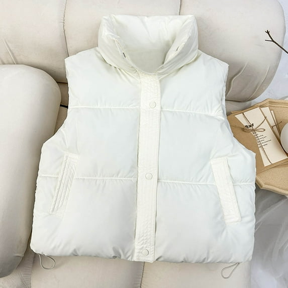 Aloohaidyvio Women's Winter Crop Vest Lightweight Sleeveless Warm Outerwear Puffer Vest Padded Gilet