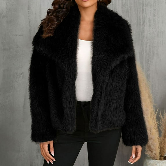 Aloohaidyvio Jackets Women's Winter Faux Fur Bolero Jacket Loose Formal Faux Fur Coat