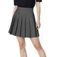 thumbnail image 1 of Aloohaidyvio Womens Casual Mini Stretch Waist Flared Plain Pleated Skirts, 1 of 6