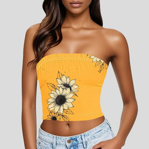 Aloohaidyvio Womens Casual Summer Going Out Backless Double Layered Tube Tops