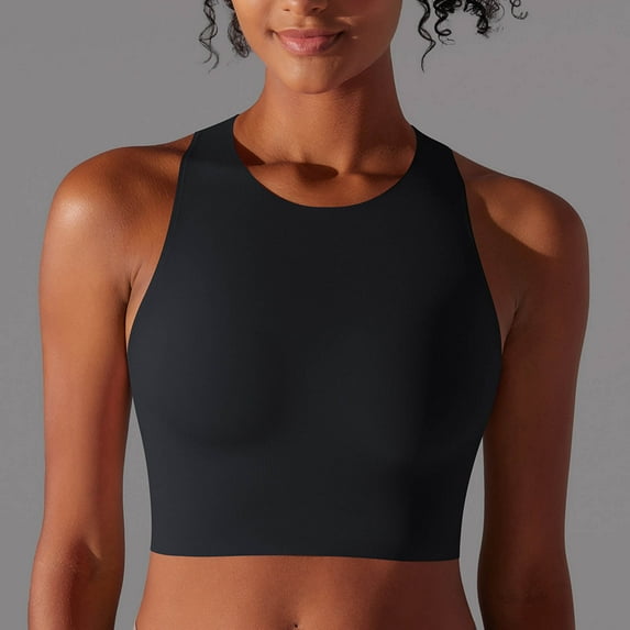 Aloohaidyvio No Boundaries Womens Double Lined Cropped Tank Tops High Neck Racerback Tanks Sleeveless Casual Workout Crop Top