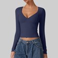 thumbnail image 1 of Aloohaidyvio Womens Long Sleeve Shirts V Neck Casual Tops 2025 Fashion Slim Fitted Tops Y2k Basic Tee, 1 of 8
