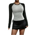 thumbnail image 1 of Aloohaidyvio Long Sleeve Shirts for Women No Boundaries Y2K Slim Fit Stretchy Slightly Crop Tops, 1 of 6