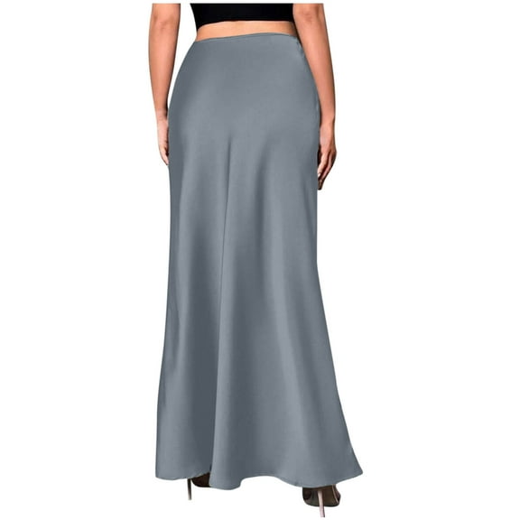 Aloohaidyvio Skirts for Women No Boundaries Satin A Line Maxi Skirt High Waisted Flowy Spring Skirts Elegant Cocktail Party Skirts